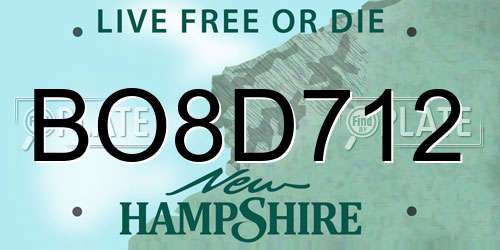 BO8D712 New Hampshire License Plate