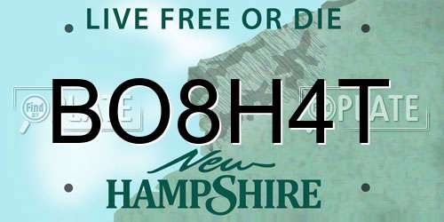 BO8H4T New Hampshire License Plate