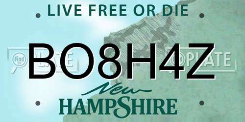 BO8H4Z New Hampshire License Plate