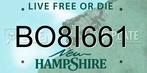 BO8I661 New Hampshire License Plate