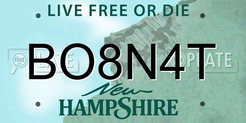 BO8N4T New Hampshire License Plate