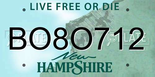 BO8O712 New Hampshire License Plate