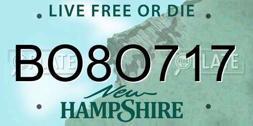 BO8O717 New Hampshire License Plate