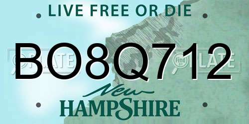 BO8Q712 New Hampshire License Plate