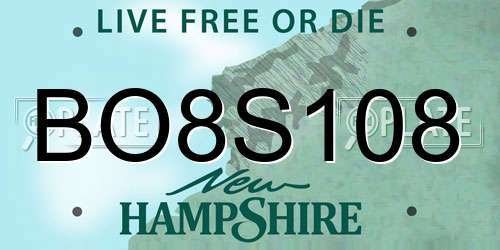 BO8S108 New Hampshire License Plate