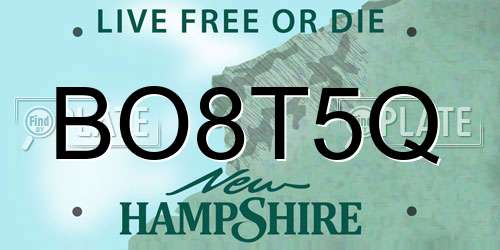 BO8T5Q New Hampshire License Plate