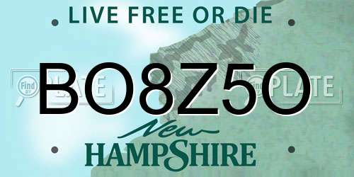 BO8Z5O New Hampshire License Plate