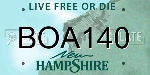 BOA140 New Hampshire License Plate