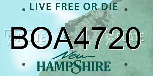 BOA4720 New Hampshire License Plate