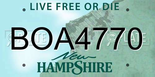 BOA4770 New Hampshire License Plate