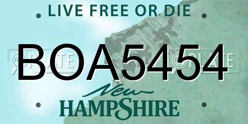 BOA5454 New Hampshire License Plate