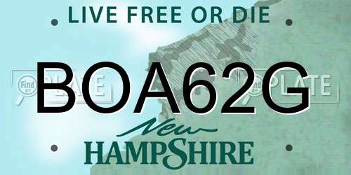 BOA62G New Hampshire License Plate