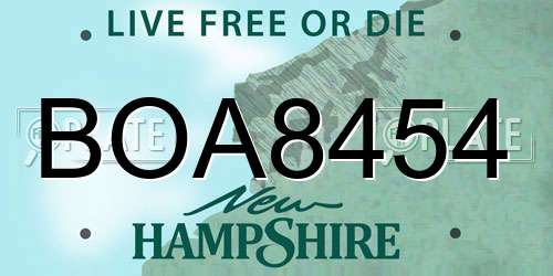 BOA8454 New Hampshire License Plate