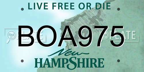 BOA975 New Hampshire License Plate