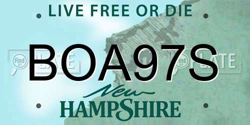 BOA97S New Hampshire License Plate