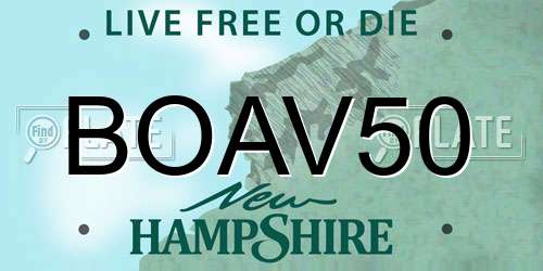 BOAV50 New Hampshire License Plate