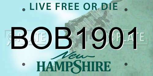 BOB1901 New Hampshire License Plate