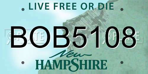 BOB5108 New Hampshire License Plate