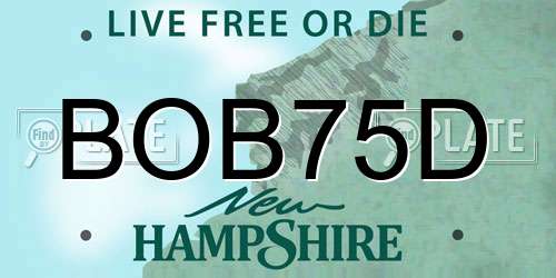 BOB75D New Hampshire License Plate
