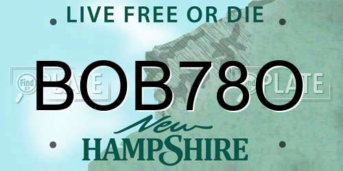 BOB78O New Hampshire License Plate