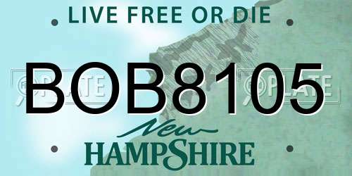 BOB8105 New Hampshire License Plate