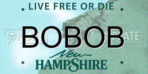 BOBOB New Hampshire License Plate