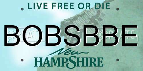 BOBSBBE New Hampshire License Plate