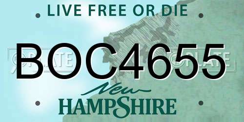 BOC4655 New Hampshire License Plate