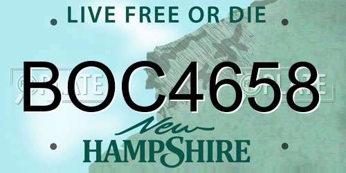 BOC4658 New Hampshire License Plate