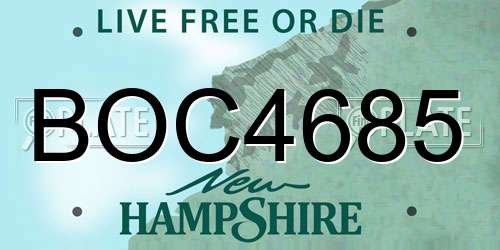 BOC4685 New Hampshire License Plate