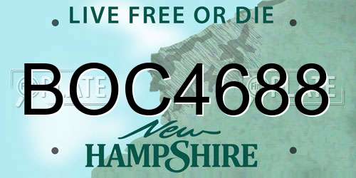 BOC4688 New Hampshire License Plate