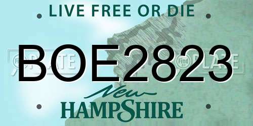 BOE2823 New Hampshire License Plate