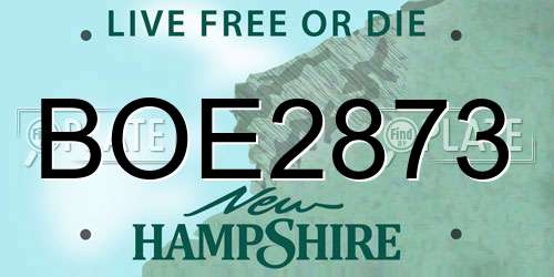 BOE2873 New Hampshire License Plate