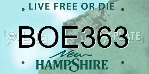 BOE363 New Hampshire License Plate