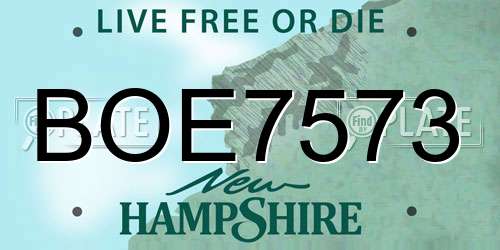BOE7573 New Hampshire License Plate