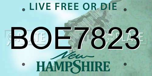 BOE7823 New Hampshire License Plate
