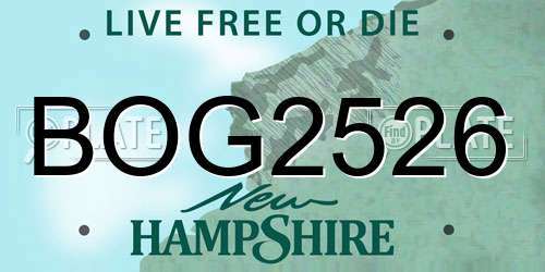 BOG2526 New Hampshire License Plate