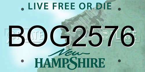 BOG2576 New Hampshire License Plate