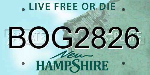 BOG2826 New Hampshire License Plate