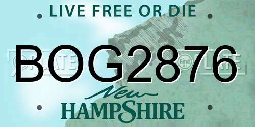BOG2876 New Hampshire License Plate