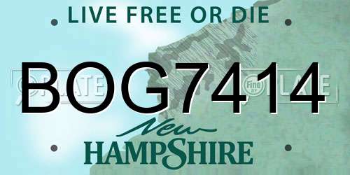 BOG7414 New Hampshire License Plate