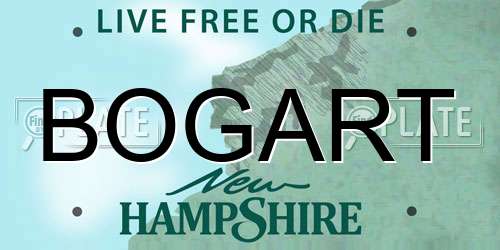 BOGART New Hampshire License Plate