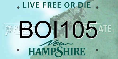 BOI105 New Hampshire License Plate
