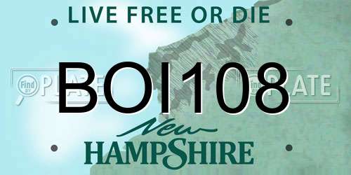 BOI108 New Hampshire License Plate
