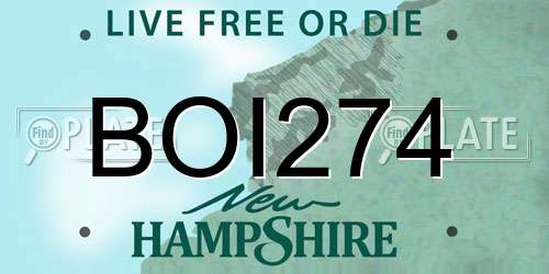 BOI274 New Hampshire License Plate