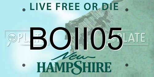 BOII05 New Hampshire License Plate