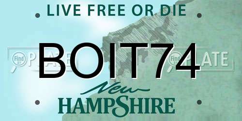 BOIT74 New Hampshire License Plate