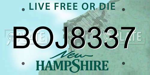 BOJ8337 New Hampshire License Plate