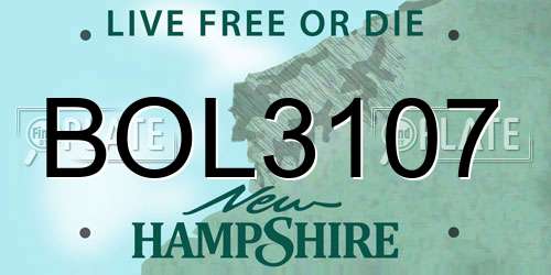 BOL3107 New Hampshire License Plate