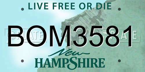 BOM3581 New Hampshire License Plate